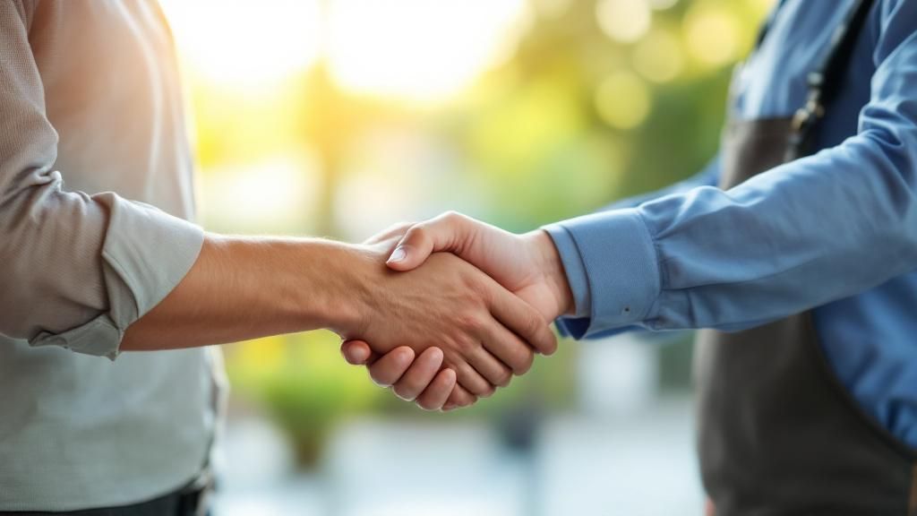 A handshake between a property manager and a pest control professional in Tennessee