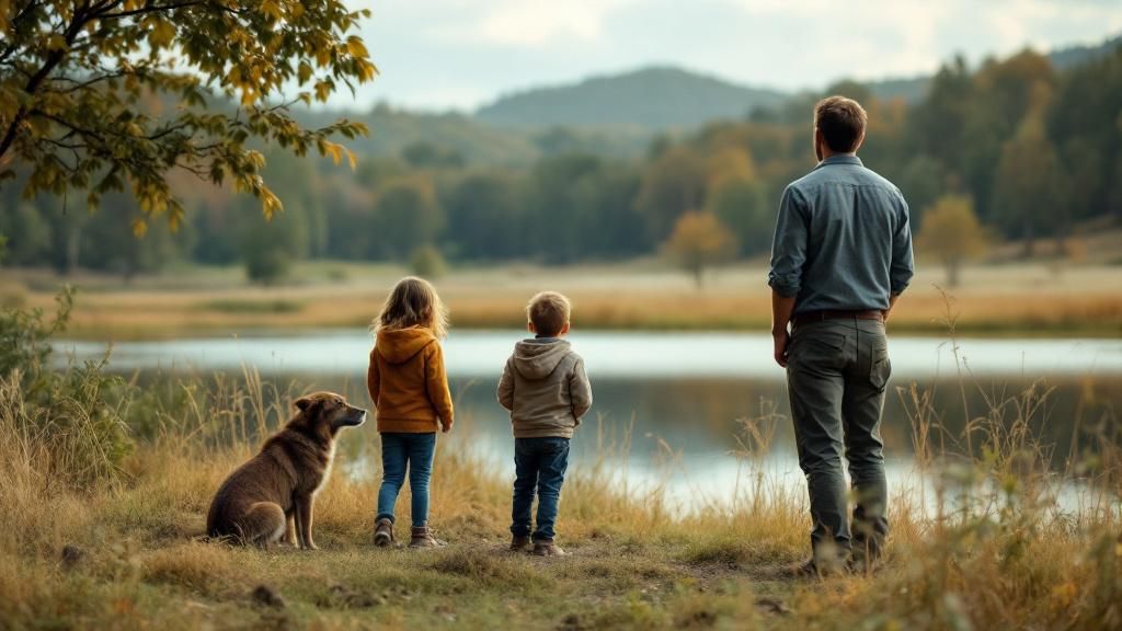 A family observing wildlife safely from a distance in a Tennessee park